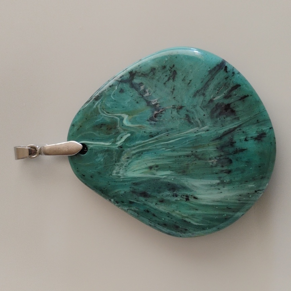 Statement Pendant Faux Turquoise Style Acrylic Like Material